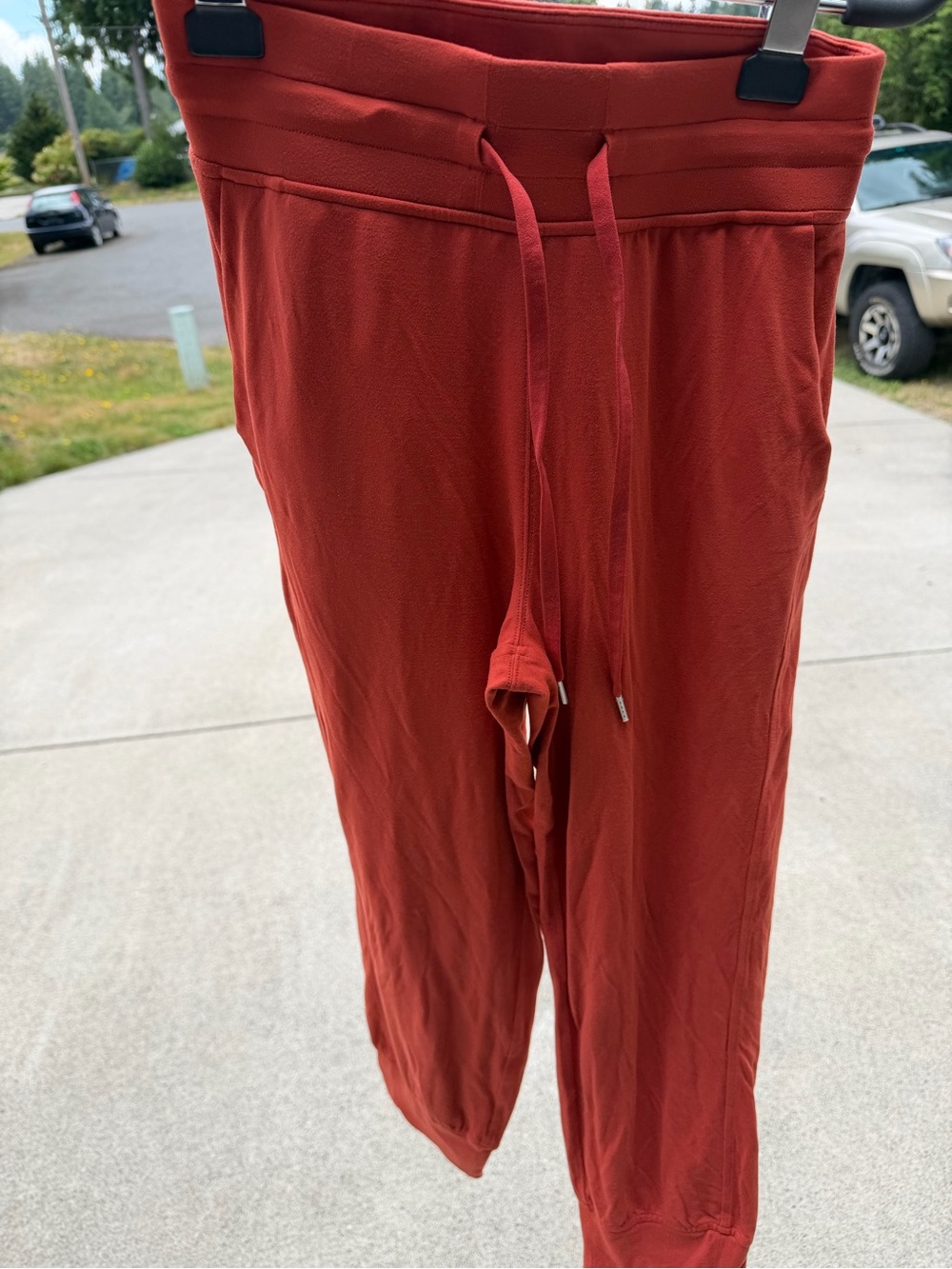 Lululemon ready to rulu cropped orange/ Rust Red Drawstring Lounge Pants